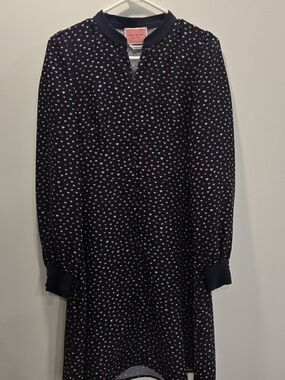 Kate Spade Navy Lip Print Long Sleeve Dress